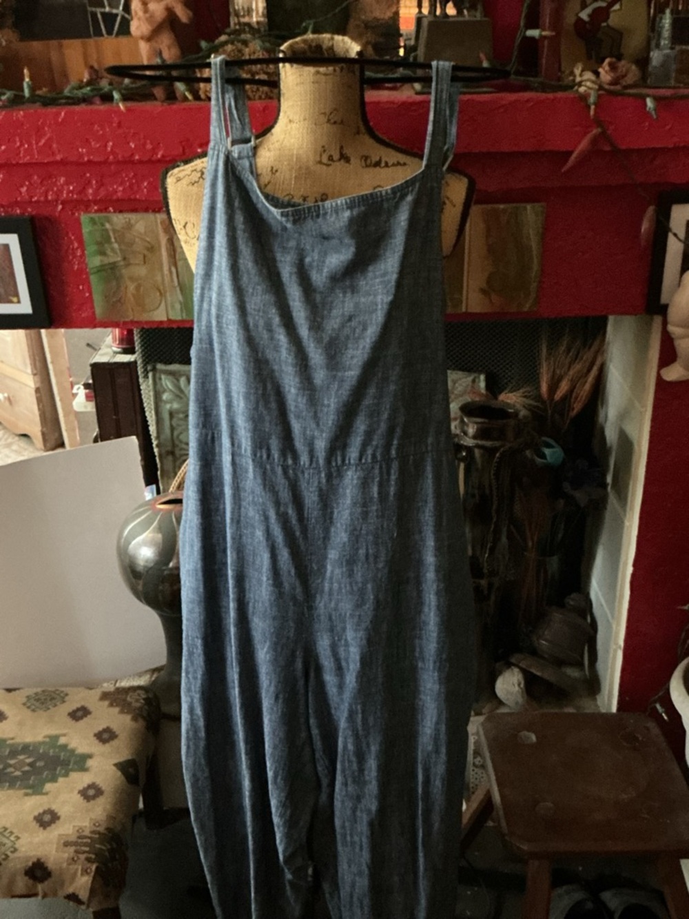 Eileen Fisher Chambray Wide Leg Jumpsuit in Denim Blue